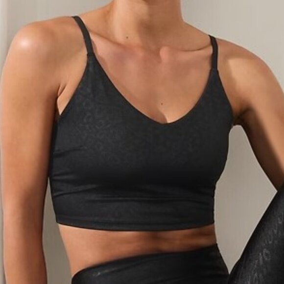 Athleta Other - NWT Athleta Elation V Neck Embossed Longline Bra A-C - S Alba Animal Black